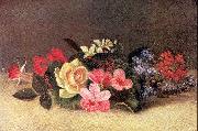 Mount, Evelina Roses and Fuschia oil on canvas